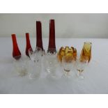 A quantity of Whitefriars glass to include vases and a dish (13)