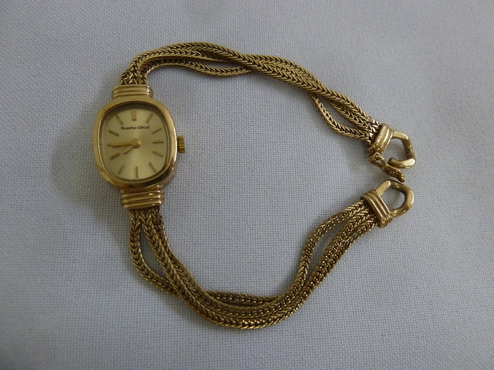 Beuche Girod ladies 9ct gold wristwatch, approx total weight 13.4g