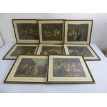 Eight Hogarth framed and glazed polychromatic prints, 34 x 40cm