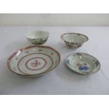 Four 18th and 19th century tea bowls and dishes