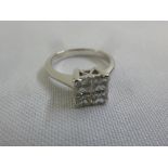 18ct white gold four stone princes cut diamond ring all approx .30 pts, clarity VS Colour G