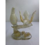 A Murano glass figurine of two birds on a branch