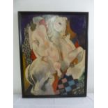 Bela Kadar framed oil on canvas of nude figure on a white horse, signed bottom right, 90 x 71cm