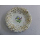 Meissen mid 20th century fruit dish decorated with flowers and gilded leaves