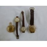 Three 9ct gold wristwatches and a 14ct gold pocket watch