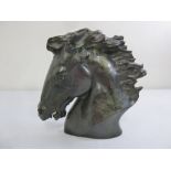 J. Spratt bronzed figurine of a horses head, signed to base