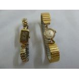 An antique Rolex ladies 9ct wristwatch and a 9ct yellow gold Rotary ladies wristwatch