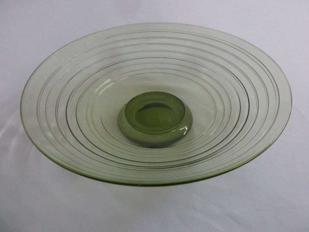 A Whitefriars green glass charger