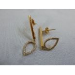 18ct gold and diamond drop earrings, approx total weight 4.0g
