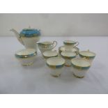 Aynsley coffee set to include cups, saucers, sugar bowl and milk jug, coffee pot A/F