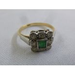 18ct yellow and white gold emerald and diamond dress ring, approx total weight 3.4g