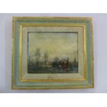 Guy Cambier framed oil on board of a street scene, signed bottom left, 23 x 27.5cm