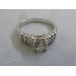 18ct white gold and diamond Art Deco style ring, diamond approx 70 pts, approx total weight 6.1g