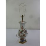 An Imari style baluster form table lamp on hexagonal base