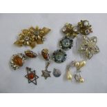 A quantity of costume jewellery to include earrings, brooches and pendants