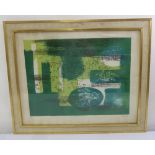 John Piper a framed and glazed limited edition 6/75 polychromatic green abstract lithographic