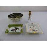 A Coalport bowl, a Limoges Hermes style ashtray, a Dubarry ashtray and a 1970 cut glass table