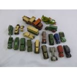 A quantity of playworn Dinky cars, trucks and buses (22)