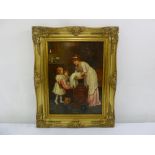 S Garbier framed oil on panel of a mother and children in a nursery, signed bottom right, 40 x 29.