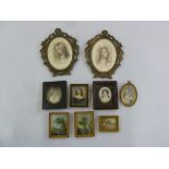 A quantity of miniatures to include ladies and landscapes (9)