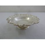 Mappin and Webb a silver plated fruit bowl, shaped circular with scroll and floral border on