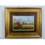 Daniel van der Putten framed oil on panel titled Picnic at Cannons Ashley Northamptonshire, signed