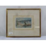 Polack framed and glazed watercolour of a girl in a boat, signed and dated 1893 bottom right, 9.5