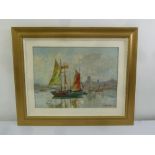 Henry Fox 1855-1929 framed oil on panel of a sailing ship, signed bottom right, 43 x 58cm