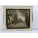 Georges Pacouil framed oil on canvas of a village street scene, signed bottom left, 47 x 55cm