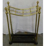 Brass and cast iron rectangular umbrella stand on four pad feet