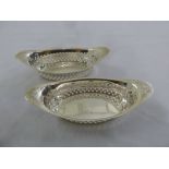 A pair of Victorian oval pierced silver bonbon dishes, Sheffield 1893