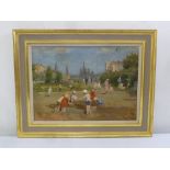 Russian framed oil on canvas, label to verso artist Gordan CM, titled Place for Children Play