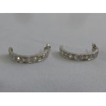 White gold and diamond half hoop earrings, gold tested 18ct, approx total weight 3.6g