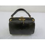 Fernande Desgranges vintage crocodile skin ladies handbag with gilt metal mounts