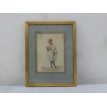 A framed and glazed watercolour titled A Woman Near Athens 1828, indistinctly signed bottom right,