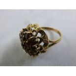 9ct yellow gold and garnet cluster ring