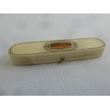 A late 18th century ivory and gold toothpick holder with hinged cover, circa 1790