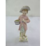Berlin 19th century figurine of a boy holding a pot plant, marks to the base, 14cm (h)