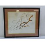 Benjamin Chee Chee framed and glazed polychromatic lithographic print of three birds, signed