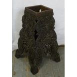 An Irish bogwood carved and pierced umbrella stand A/F