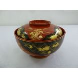 Japanese hand lacquered fruit bowl with pull-off cover