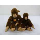 Two Steiff Jocko Chimpanzees 0022/36 and 0022/26, both with button and label