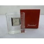 A rectangular Baccarat glass desk clock to include original packaging