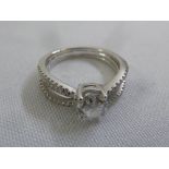 18ct white gold and diamond dress ring, central diamond approx 70 pts, approx total weight 5.8g