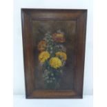 An early 20th century framed oil on canvas still life of flowers, monogrammed CJH bottom right, 51 x