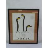 Benjamin Chee Chee framed and glazed polychromatic lithographic print of geese, signed bottom