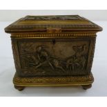 A Victorian rounded rectangular electrotype jewellery box, the sides and hinged cover embossed