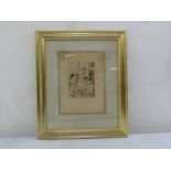 Jean-Louis Forain framed and glazed etching of a French café scene, 25 x 18cm