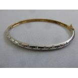 9ct yellow and white gold and diamond bangle, approx total weight 13.5g