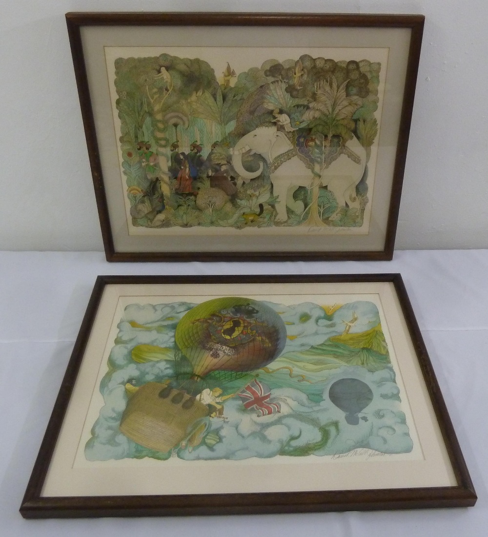 David Macall Johnston a pair of framed and glazed polychromatic lithographic prints of Jules Verne